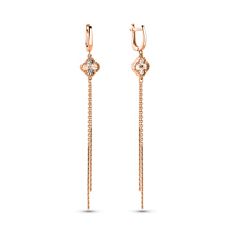 Фото Серьги-протяжки из красного золота (арт. 109687/10а)