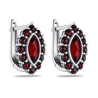 Серебряные серьги с гранатом  (арт. 7502/3999Г)