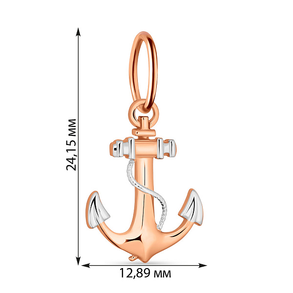 Золотой подвес "Якорь" с родированием (арт. 424529р) – изображение 2