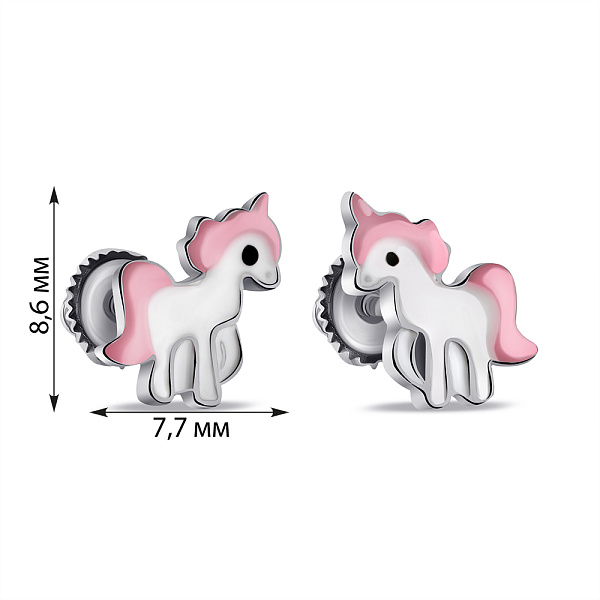 Детские серебряные серьги с эмалью (арт. 7518/7088ебр) – изображение 2