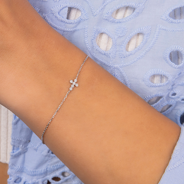 Браслет Хрестик з білого золота з діамантами (арт. Б011505б) – зображення 2