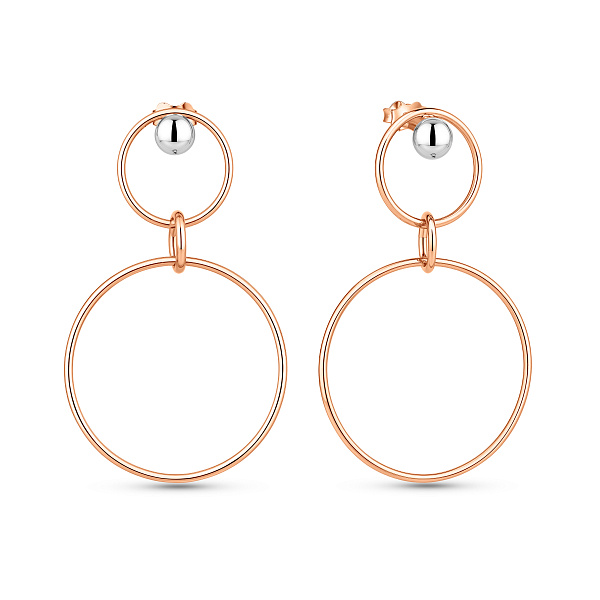 Сережки-пусеты из красного золота (арт. 107740кб) – изображение 1