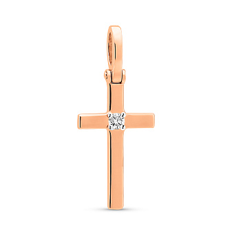 Золотая подвеска-крестик с бриллиантом (арт. П011022)