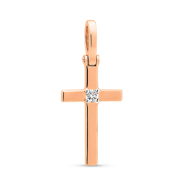 Золотая подвеска-крестик с бриллиантом (арт. П011022) – изображение 1