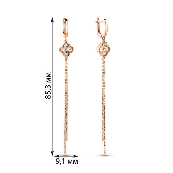 Серьги-протяжки из красного золота (арт. 109687/10а) – изображение 2