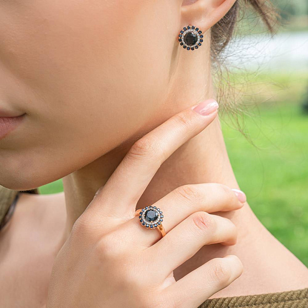 Золотые серьги с бриллиантами и с топазом (арт. С011143Плс) – изображение 3