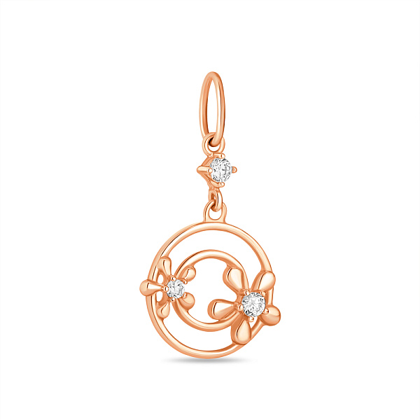 Подвеска Цветы из красного золота с фианитами (арт. 423451) – изображение 1