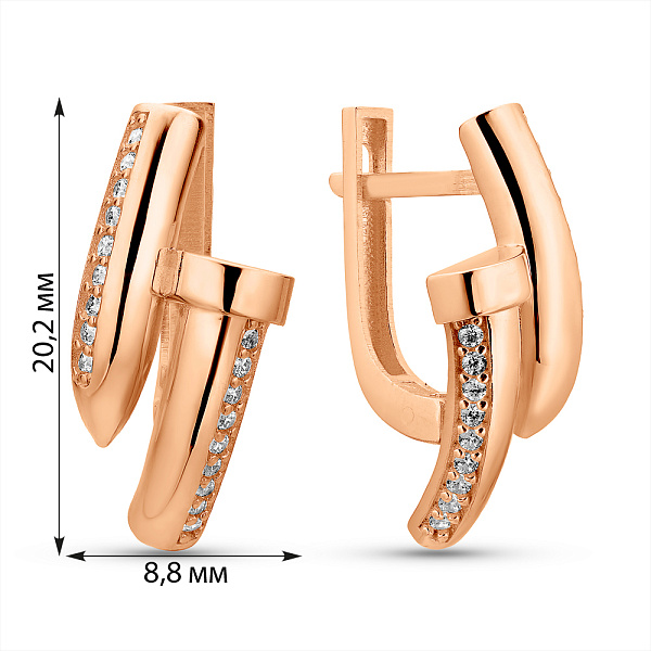 Золотые сережки Гвоздь с фианитами (арт. 1091914) – изображение 8