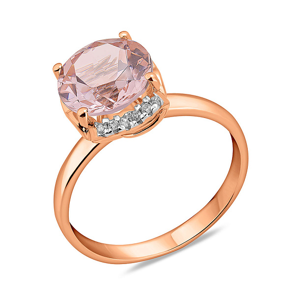 Золота каблучка з рожевим морганітом (арт. 141157ПмГ) – зображення 1
