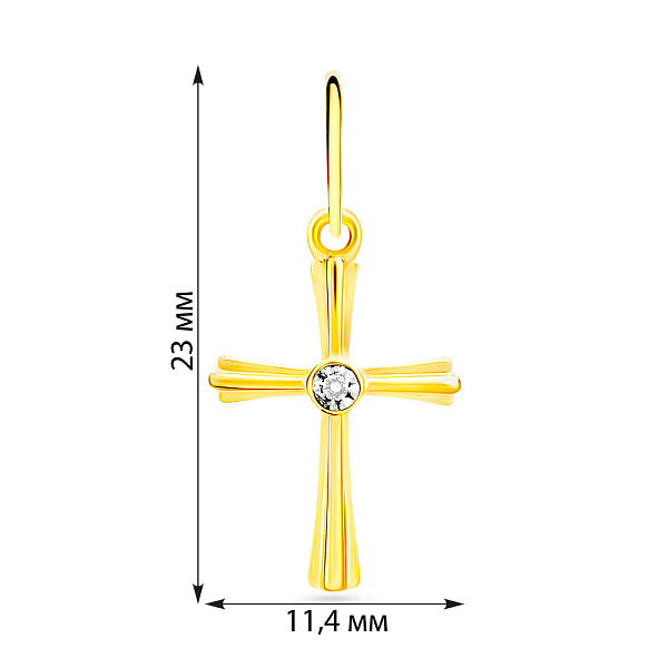 Золотий хрестик з білим фіанітом (арт. 440458ж) – зображення 2