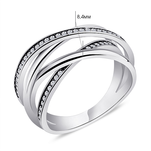 Переплетена каблучка Trendy Style зі срібла з фіанітами (арт. 7501/5773) – зображення 2