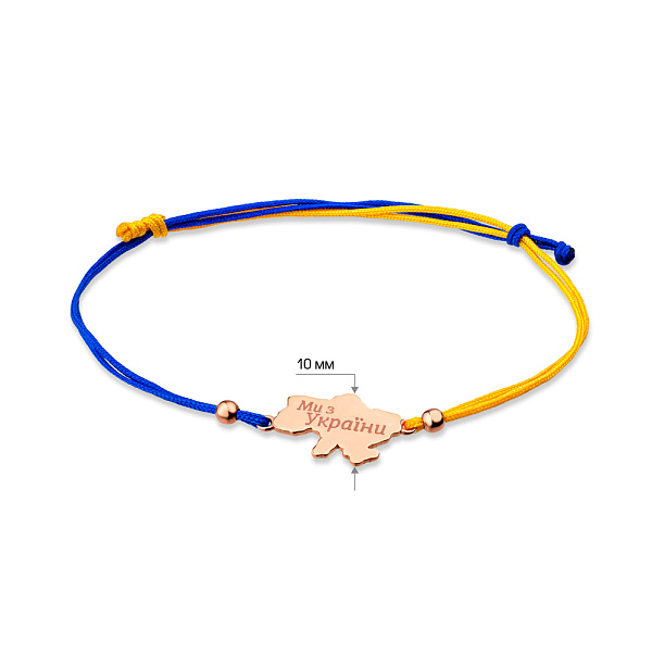 Браслет на синей и желтой нити с золотой вставкой (арт. 340027сж) – изображение 2
