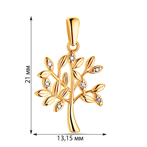 Золотой подвес Дерево в желтом цвете металла (арт. 424435ж) – изображение 3