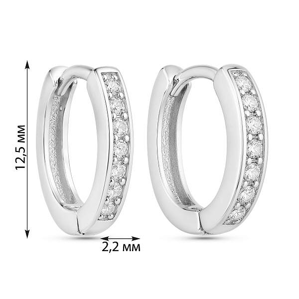 Серебряные серьги-конго с фианитами (арт. 7502/10510/10) – изображение 2