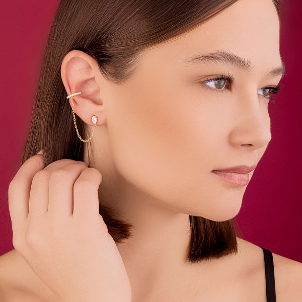 Серьги из серебра Trendy Style з каффой и фианитами (арт. 7518/6562ж) – изображение 3