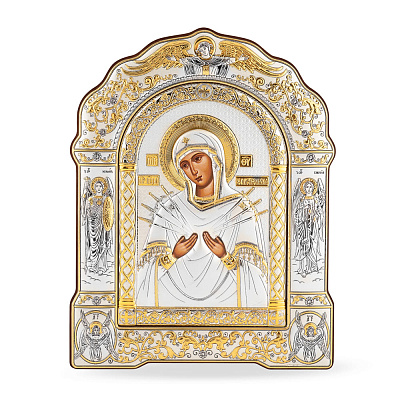Серебряная икона Покрова Пресвятой Богородицы (167x228 мм) (арт. AR-4/018G/K)