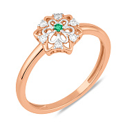 Золотое кольцо с изумрудом и бриллиантами (арт. К011081и)