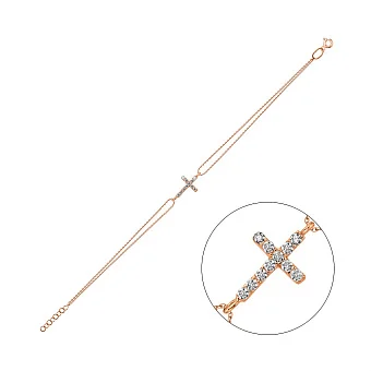 Браслет з хрестиком з червоного золота (арт. 326019)
