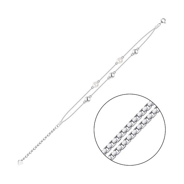 Серебряный браслет с жемчугом (арт. 7509/Б2Ж/804-16) – изображение 1