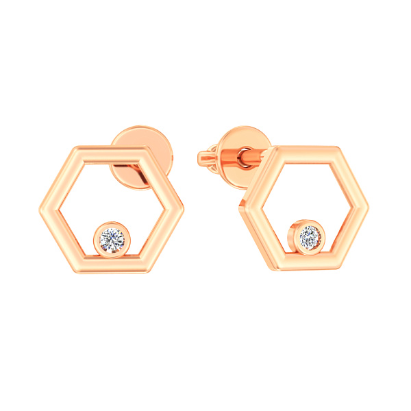 Сережки-пусети з золота з діамантами (арт. Т011370005) – зображення 1