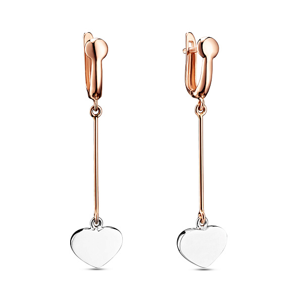 Золотые серьги с подвесками Сердечки (арт. 104677) – изображение 1