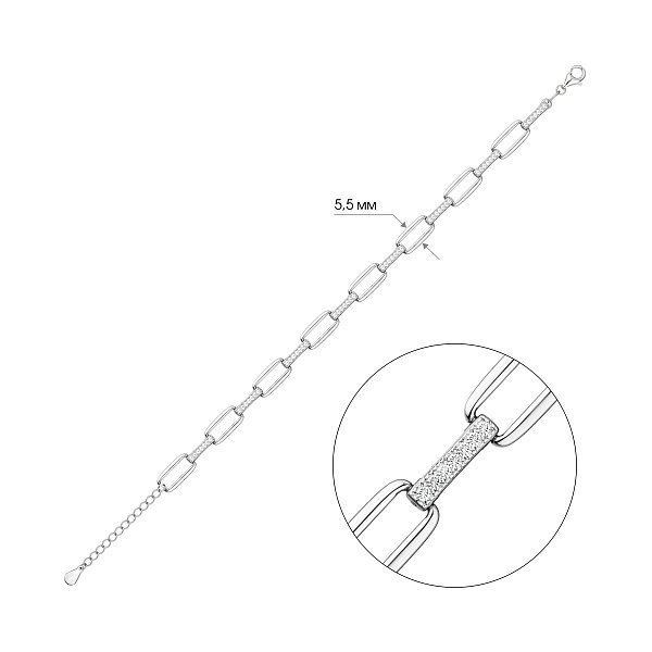Серебряный браслет с дорожкой из фианитов (арт. 7509/5242) – изображение 3