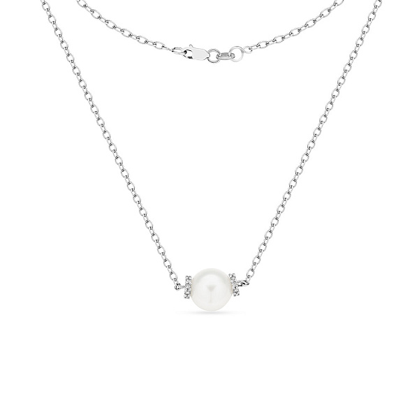 Свадебное колье с жемчугом и фианитами (арт. 350291бпрлб) – изображение 2