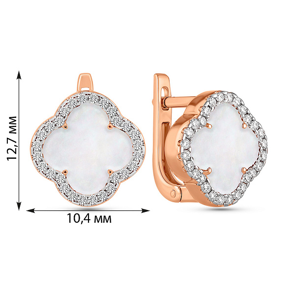 Серьги из красного золота с перламутром и фианитами (арт. 111446/8п) – изображение 2