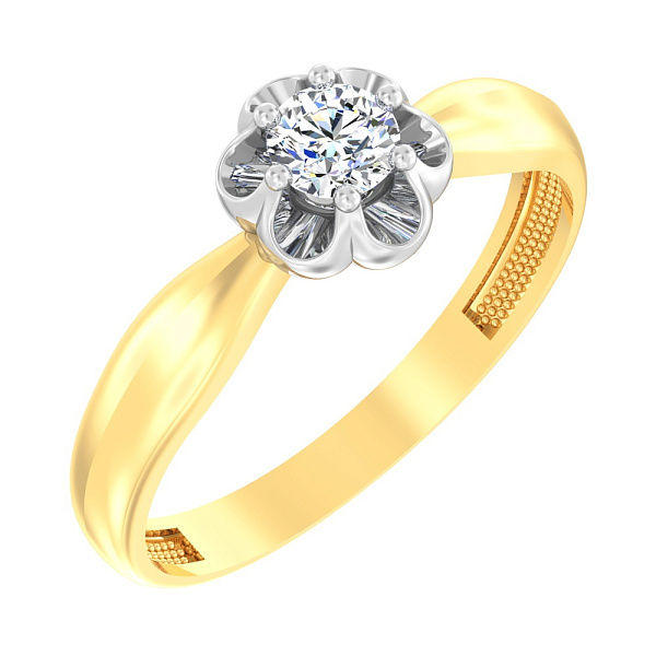 Золотое кольцо с фианитом (арт. 145600ж) – изображение 1