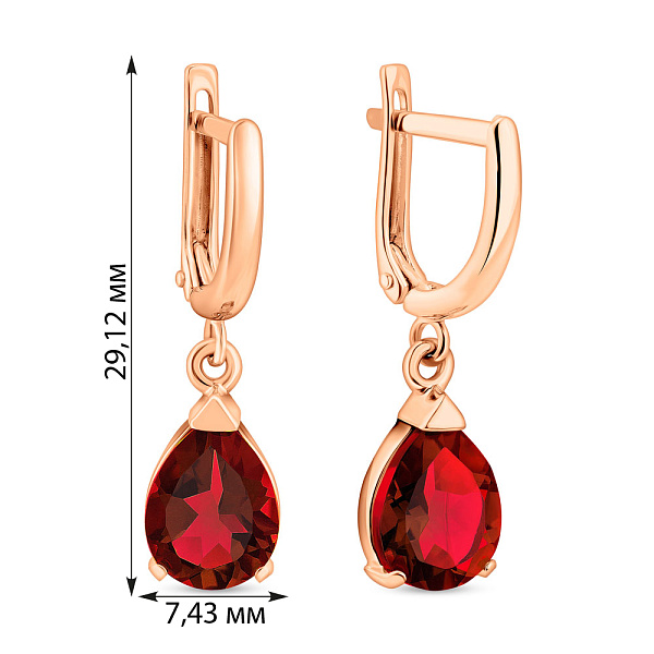 Золотые серьги с гранатом  (арт. 110145Пк) – изображение 2