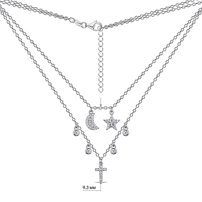 Многослойное серебряное колье с фианитами (арт. 7507/1623)