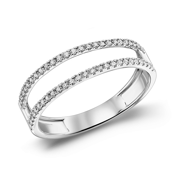 Подвійна каблучка з білого золота з діамантами (арт. К341477020б) – зображення 1