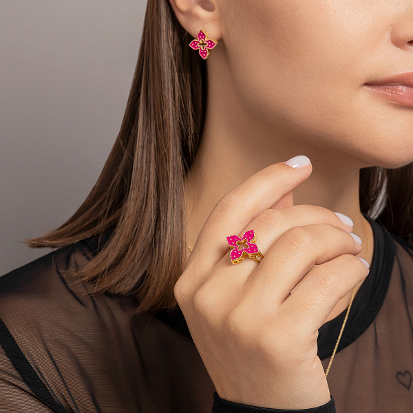 Сережки з жовтого золота з емаллю (арт. 1091580/15жемлн) – зображення 3