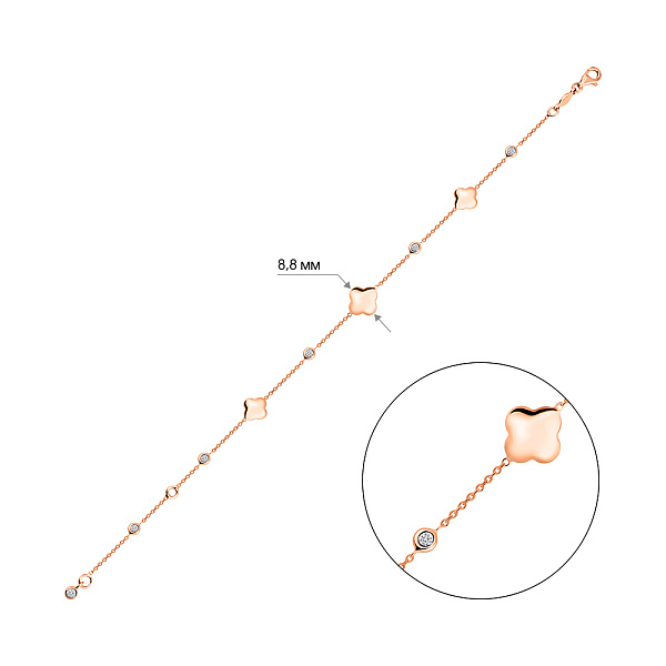 Браслет из красного золота с фианитами (арт. 3261147) – изображение 4