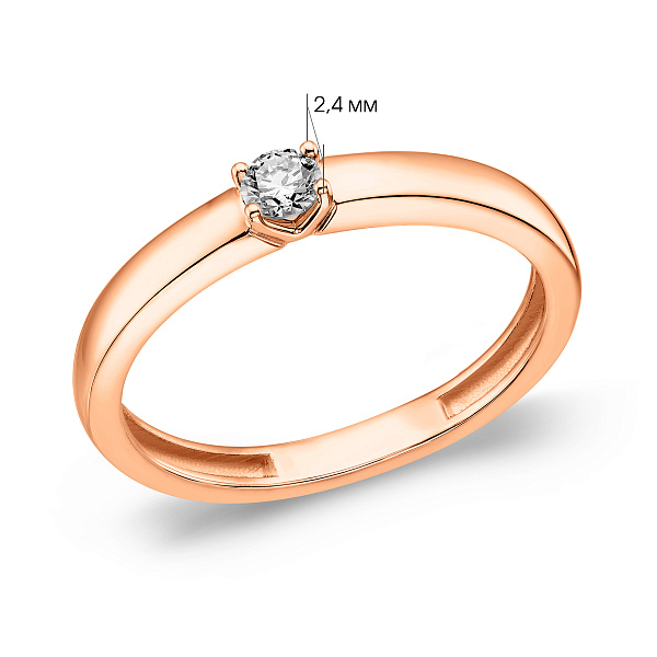 Кольцо из красного золота с одним бриллиантом (арт. К011147010) – изображение 3
