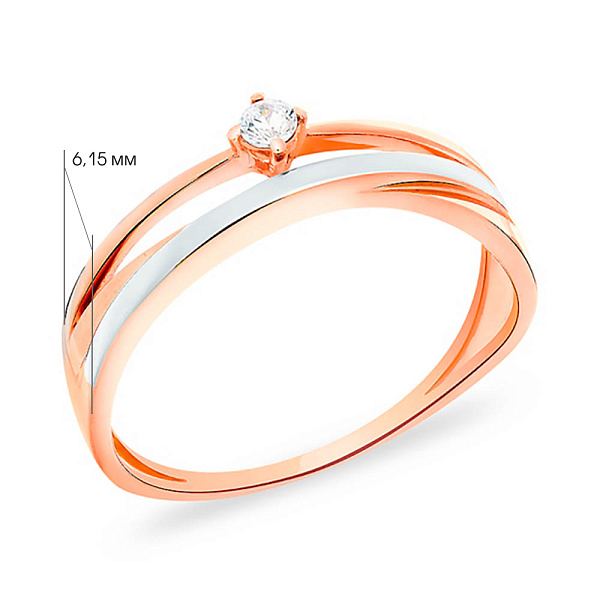 Каблучка Синергія з золота з фіанітом і родіюванням (арт. 140526) – зображення 4