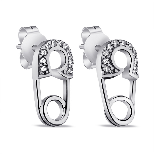 Сережки-пусети в формі шпильки зі срібла з фіанітами (арт. 7518/6745) – зображення 1