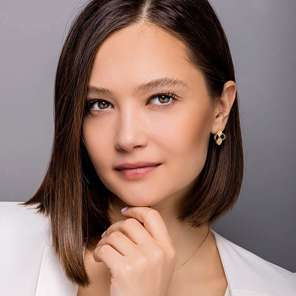 Золотые серьги Francelli с ониксом (арт. 1091342жо) – изображение 4