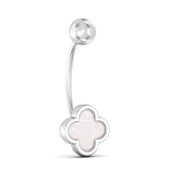 Пирсинг в пупок из белого золота с эмалью (арт. 360250беп) – изображение 1