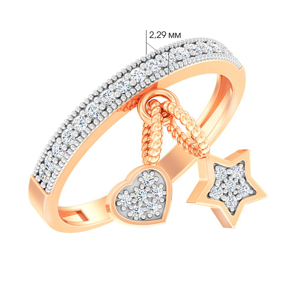 Золотое кольцо с фианитами (арт. 140727) – изображение 2