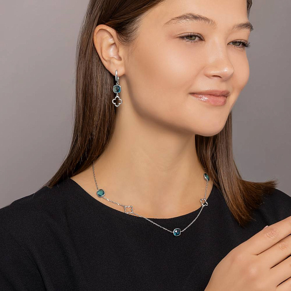 Золотые серьги с подвесками из кварца (арт. 106464бПкс) – изображение 4