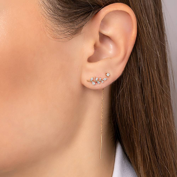 Сережки-протяжки з золота з діамантами (арт. С011266010) – зображення 2