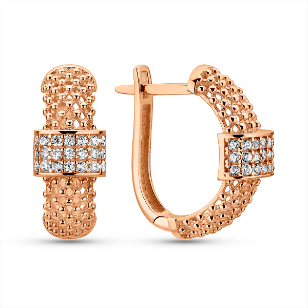 Золотые серьги с фианитами (арт. 1092013) – изображение 1