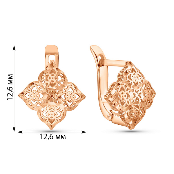 Серьги из красного золота без камней (арт. 1091582) – изображение 4