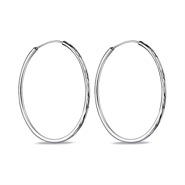 Серебряные серьги-кольца без камней (арт. 7502/9820/45) – изображение 1