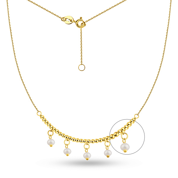 Кольє з жовтого золота з перлинами (арт. 352633жпрлб) – зображення 1