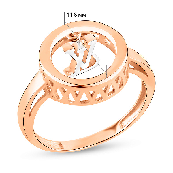 Золотое кольцо с родированием (арт. 156226р) – изображение 2