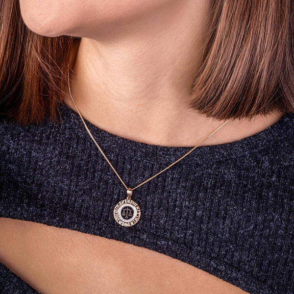 Золотой подвес "Весы" с эмалью и фианитами  (арт. 440681ечвс) – изображение 3