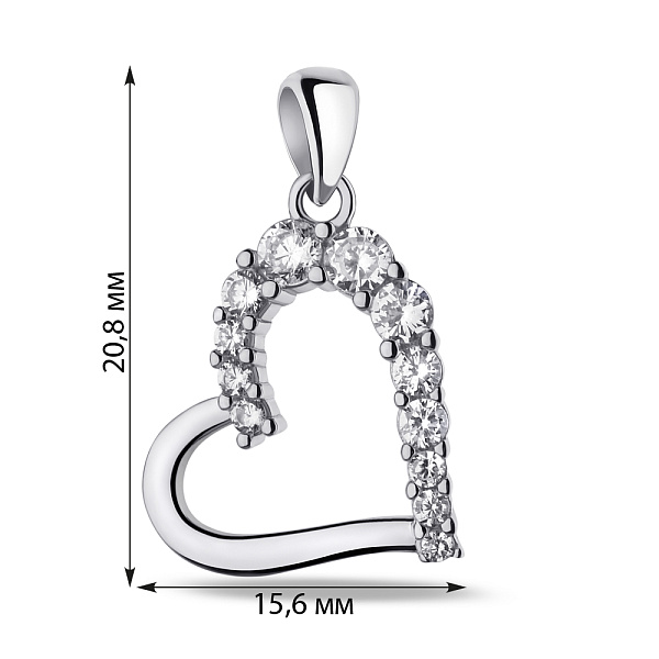 Кулон из серебра Сердце с фианитами (арт. 7503/4021) – изображение 2