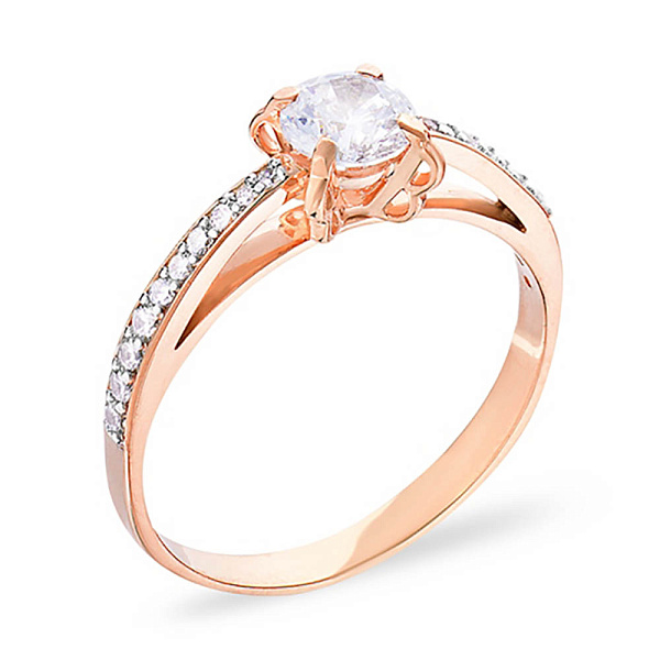 Золотое кольцо с фианитами (арт. 140399) – изображение 1